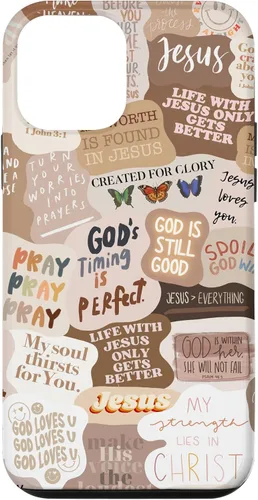 Vista 16 de Funda estética para iPhone 17 con frases positivas con versículos bíblicos cristianos