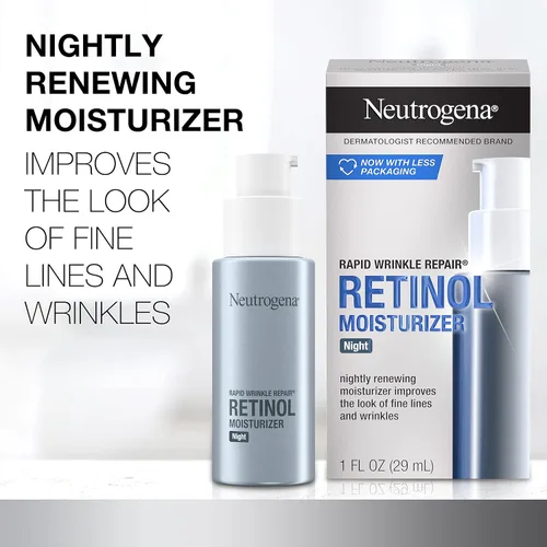 Vista 2 de Neutrogena Crema Hidratante de Noche Retinol para Reparación Rápida de Arrugas, Crema Facial Anti-Edad con Retinol y Ácido Hialurónico, 1 onza