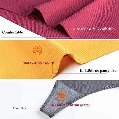 Vista 4 de QOVOQ Tangas sin costuras para mujer tangas de algodón transpirables para mujer paquete de ropa interior para mujer