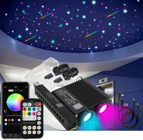 Vista 14 de AKEPO - Kit de luces de fibra óptica activadas por música de tamaño pequeño para automóvil y hogar, de 32 W, de doble puerto, de diferentes
