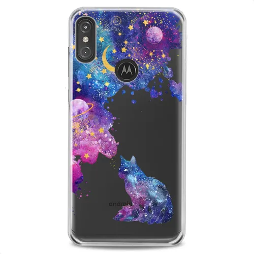 Vista 3 de Funda de TPU compatible con Motorola G9 G8 Plus G7 E20 P40 Z4 Edge 20 G22 Stylus Galaxy suave colorido patrón abstracto púrpura estrellas claro gato