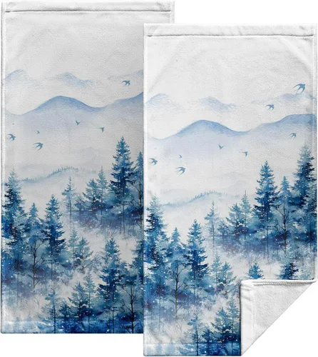 Vista 10 de Toallas de Mano Azul Gris Marrón para Baño Negras Pintura Moderna de Arte Abstracto Toallas de Cocina Suave Absorbente Toalla de Huésped Punta