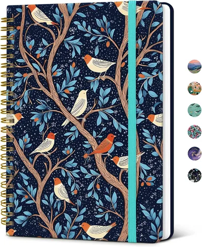 Vista 17 de Taja Cuaderno de Diario en Espiral con Líneas para Mujeres, A5 Lindo Cuaderno de Tapa Dura con Rayas Universitarias para Trabajo y Toma de Notas