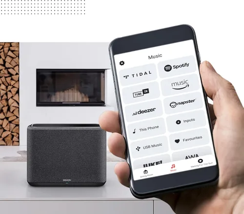 Vista 2 de Denon Home 150 Altavoz inteligente inalámbrico - Diseño compacto, Wi-Fi y Bluetooth, HEOS integrado, Alexa integrado, Siri y AirPlay 2, Spotify Negro