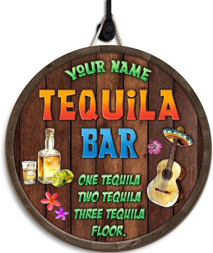 Vista 16 de Placa de pared de madera de bar de tequila mexicano personalizado, letrero de bar de México, letrero rústico para pub para el hogar, decoración