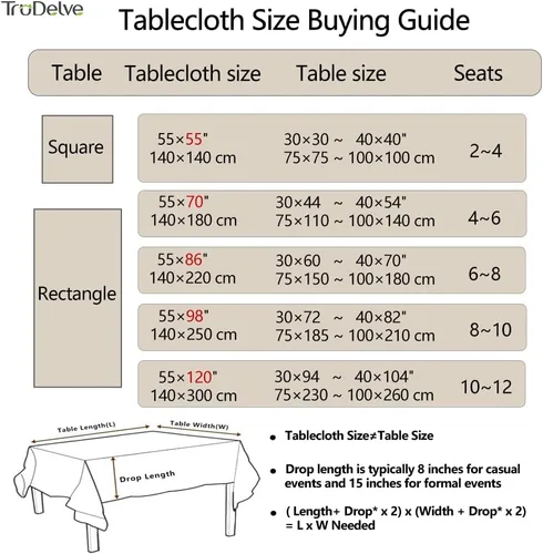Vista 7 de TruDelve Fundas de Mesa de Algodón Rectangulares de 8 Pies, Mantel Rectangular Oblongo Lavable para Cocina y Comedor (A-Lino, 98"x55", Rectangular)