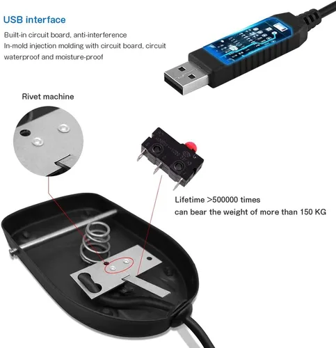 Vista 3 de iKKEGOL Interruptor de pedal USB para juegos, metal negro único HID acción programable digital control de mano teclado mouse con alfombrilla de goma