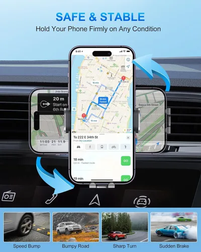 Vista 6 de Cargador de Coche Inalámbrico, Carga Rápida de 15W, Cargador de Coche con Abrazadera Automática, Soporte para Teléfono Compatible con iPhone 15 14