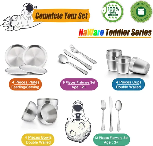 Vista 6 de HaWare Vasos de acero inoxidable para niños pequeños, 6 onzas, 4 paquetes