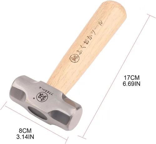 Vista 2 de Martillo octogonal de mango corto de madera maciza Pulido y textura única Cabeza de acero de alto carbono Tamaño 1LB Mini martillo FO6028B Martillo