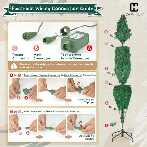 Vista 9 de Fencer Wire Árbol de Navidad artificial preiluminado de alta calidad de 6 pies con 800 puntas de ramas prearticuladas y soporte plegable, 250 luces