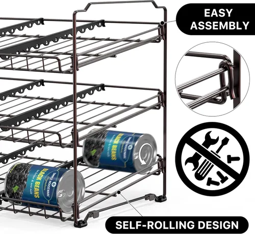 Vista 5 de Simple Houseware Estante Organizador de Latas Apilable para Despensa/Gabinete – 11.5 pulgadas de profundidad x 17 pulgadas de ancho x 13.75 pulgadas