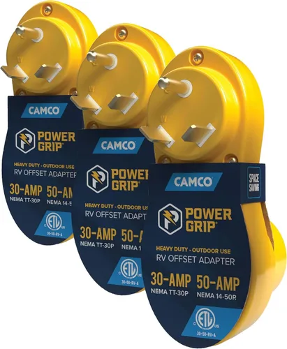 Vista 8 de Camco Power Grip - Adaptador eléctrico de compensación - Adaptador de corriente RV de 50 amperios a 30 amperios - Diseño de compensación