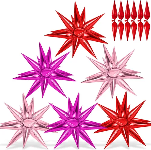 Vista 31 de 72 unidades de globos de estrella, grandes globos de cono de estrella metálicos de 26 pulgadas, globos de papel de aluminio de explosión colorida