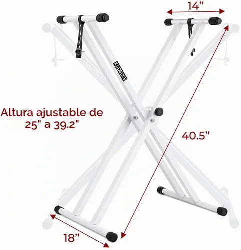 Vista 3 de Kadence NK13WH Touring Series - Soporte para teclado de 6.6 lbs de doble X Marco resistente y embrague de bloqueo seguro Diseño X de doble