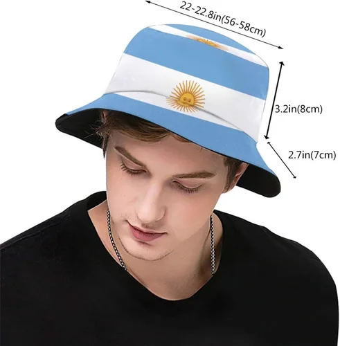 Vista 3 de Divertidos sombreros de pescador de bandera argentina con bandera argentina plegable, gorra de sol de pesca, sombreros de pescador de verano
