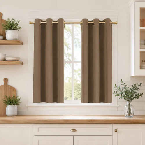 Vista 26 de Aquazolax Cortinas opacas de 45 pulgadas de largo, juego de 2 paneles para guardería, cortinas de tratamiento de ventanas con aislamiento térmico