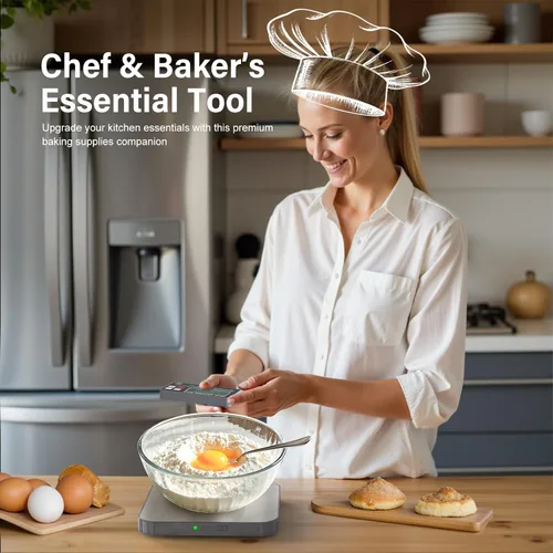 Vista 6 de Báscula Digital Recargable para Alimentos de Cocina - Pantalla Desmontable Báscula Electrónica de Peso para Hacer Pan y Preparar Café, Plataforma