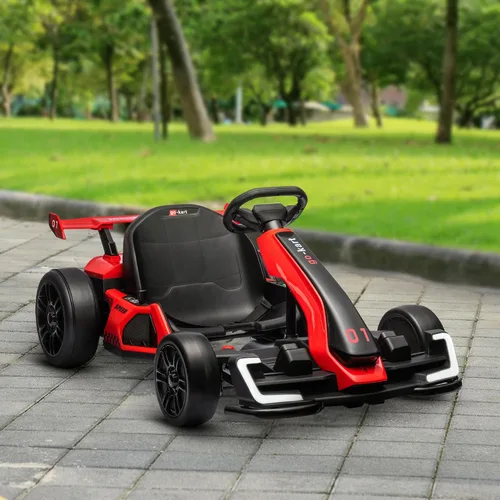 Vista 4 de Go Kart eléctrico de 24 V, 7.5 MPH con asiento ajustable y arranque lento