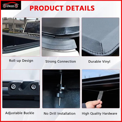 Vista 7 de Funda enrollable suave con bandera estadounidense para Ford F-150 2015-2026 de 5.5 pies para caja Styleside/Fleetside Truck Cargo Topper