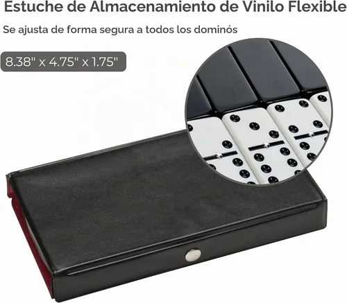 Vista 8 de WE Games Dominó doble de 6 tonos en blanco y negro con spinners, tamaño ideal, estuche de estilo vintage, juegos de mesa familiares y adultos