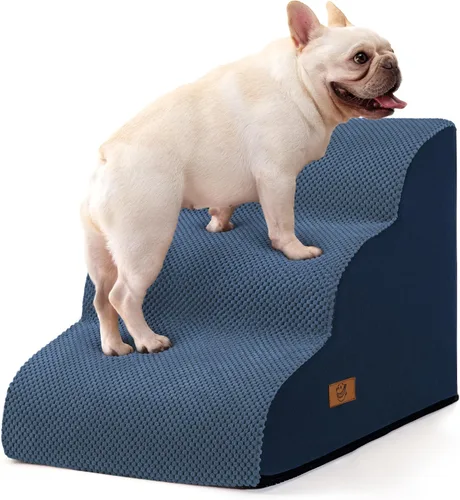 Vista 15 de Dog Steps for Bed and Couch, Pet Stairs for Small Dogs and Cats, Khaki Caqui