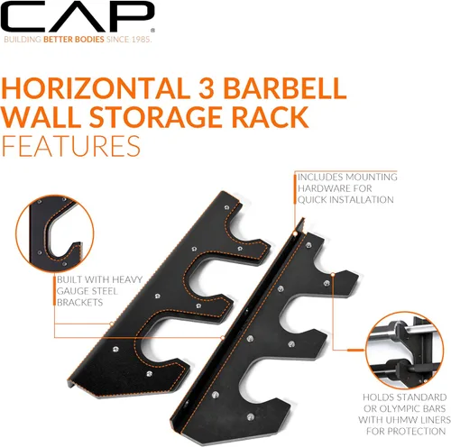 Vista 3 de CAP Barbell Horizontal Bar Wall Rack