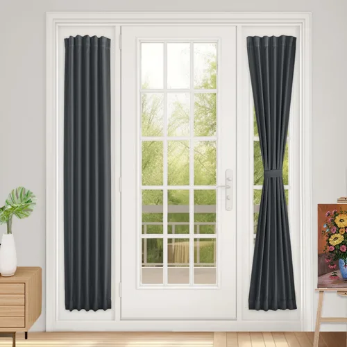 Vista 137 de Vatge Cortinas laterales autoadhesivas para puertas de cristal, sin taladro, extraíble, panel de filtrado de luz, 1 panel, 12 pulgadas de ancho x 60