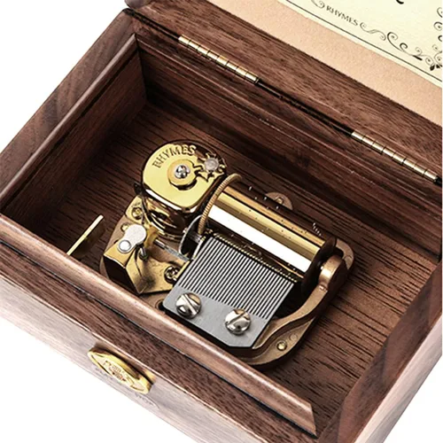Vista 2 de SOFTALK Caja de música de madera RHYMES Caja musical coleccionable de alta gama, regalos para Navidad, cumpleaños, día de San Valentín