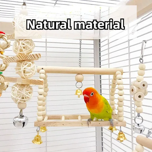 Vista 8 de 8 juguetes de columpio de loro, para masticar de pie, hamaca colgante para escalar, jaula de pájaros, juguetes para periquitos, conure, cacatúas