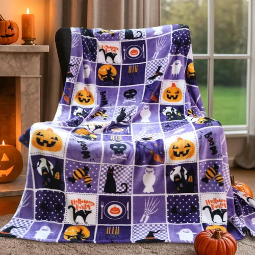 Vista 16 de Gogreen - Manta de forro polar de Halloween tamaño individual, manta acogedora de microfibra - 300GSM ultra suave, manta estampada de microfibra