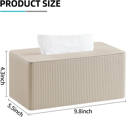 Vista 7 de Funda de caja de pañuelos de cuero sintético PU rectangular con cierre magnético, soporte de caja de pañuelos moderno para mesitas de noche de baño