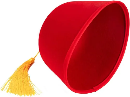 Vista 2 de Canguro - Sombrero de fieltro rojo de Fez con borla dorada