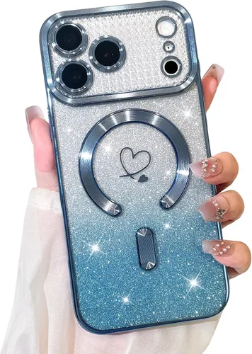 Vista 20 de Bonoma Funda con purpurina para iPhone 13 Pro Max, bonita funda 3D con patrón de chapado en degradado de mariposa de diamante, protección de cámara