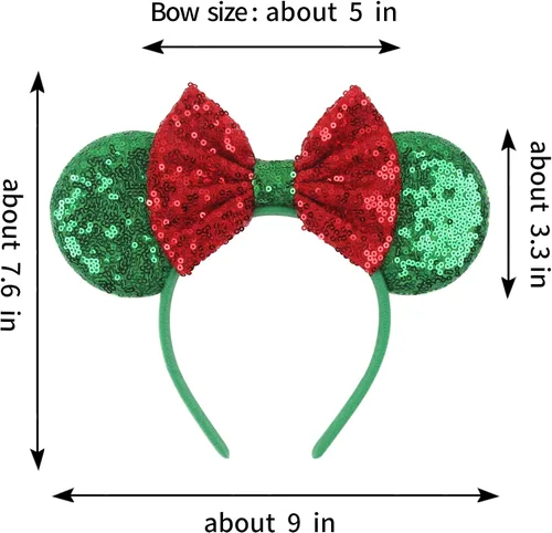 Vista 6 de Diadema de Navidad, orejas de ratón, decoraciones navideñas, sombreros de Navidad