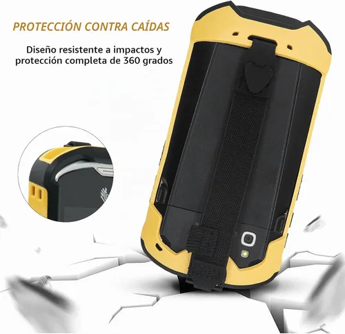 Vista 4 de Funda protectora para parachoques con correa de mano para Zebra TC51 TC510K TC52 TC56 TC57 (negro+amarillo)