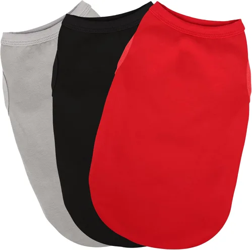 Vista 7 de Paiaite 6 piezas de camisa lisa para perro, camisas sin mangas de algodón para cachorros, ropa transpirable para mascotas, camiseta sin mangas