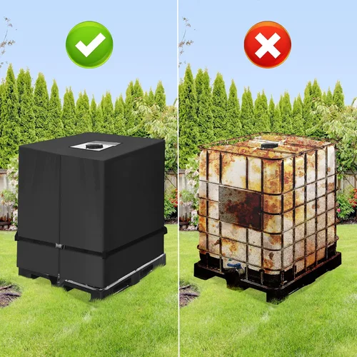 Vista 9 de NEVERLAND Funda para IBC Tote 275 Galones, 420D Cubierta para Tanque de Agua, Negra, Protector Solar para Tote, Resistente al Agua, Compatible