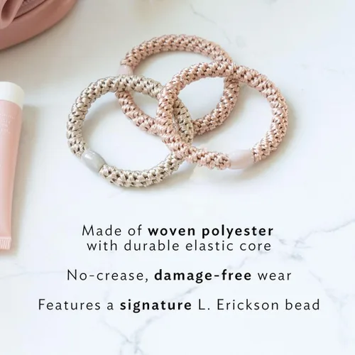 Vista 5 de L. Erickson Lazos para el cabello grueso, paquete de 15 tubos para poni Grab & Go - Bandas sin arrugas sin daños con fuerte sujeción para mujeres