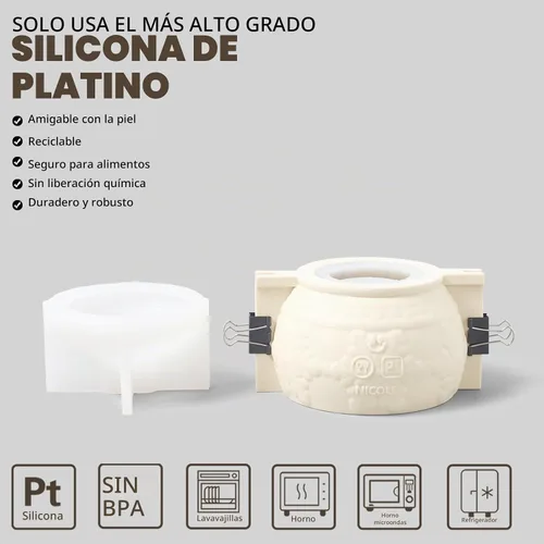 Vista 7 de BOOWAN NICOLE Vasos grandes de vela de luz de Navidad con moldes de silicona de tapa, moldes de silicona para tarro de vela de bola de Navidad