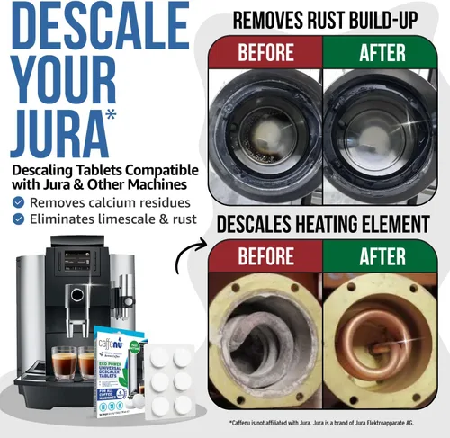 Vista 2 de Caffenu Paquete de 6 tabletas descalcificadoras para máquina de café. Compatible con Jura, Mellita, Siemens, Phillips y Saeco. Elimina la cal