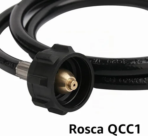 Vista 2 de Manguera de Extensión de Tanque de Propano de 5 Pies con Medidor, Adaptador, Adecuada para Tanques de 1 Libra a 20 Libras