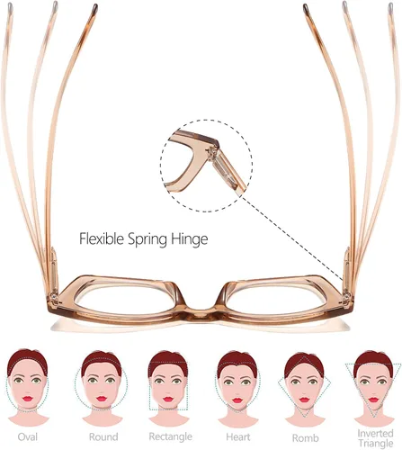 Vista 5 de Lentes de lectura elegantes para mujer con bloqueo de luz azul y bisagra de resorte