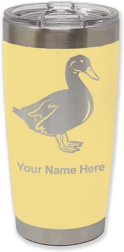 Vista 14 de LaserGram Vaso aislado al vacío de 20 onzas, pato, grabado personalizado incluido (negro) Engraved Gift for Duck Hunters, Vacuum Insulated