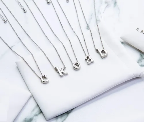 Vista 8 de B. BRILLIANT Collares con inicial para mujer, plata esterlina, pequeño, delicado, alfabeto, letra, nombre, colgante personalizado para mujer