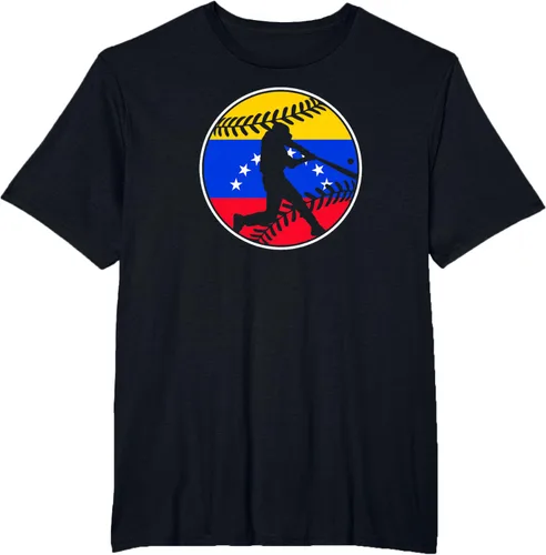 Vista 3 de Camiseta de béisbol con bandera venezolana, Negro