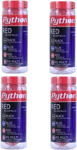 Vista 4 de Python Red Racquetballs, 3 Ball Can