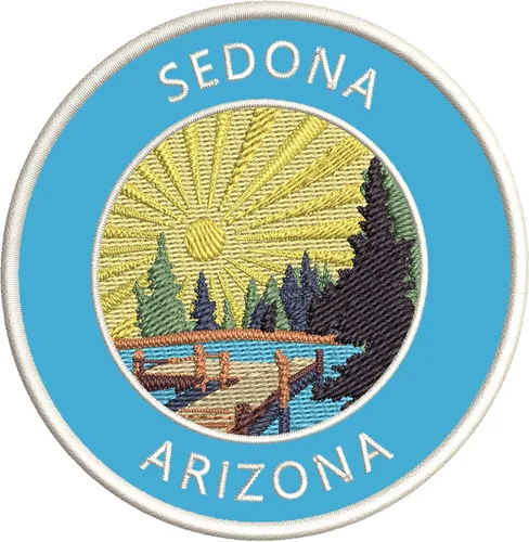 Vista 8 de Lake Dock - Sedona - Arizona - Bordado de 3.5 pulgadas para planchar o coser, parches decorativos para vacaciones, aventura, tema novedoso