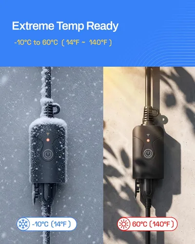 Vista 4 de HBN - Interruptor de salida de enchufe inteligente WiFi para exteriores, compatible con Alexa y Google Assistant, 2,4 GHz