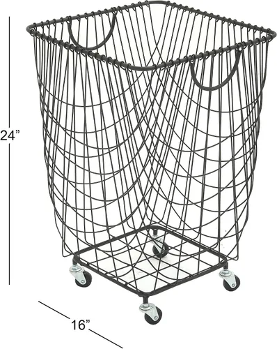 Vista 6 de Deco 79 CosmoLiving by Cosmopolitan - Carrito de almacenamiento cuadrado de metal con ruedas y asas, 16 x 16 x 24 pulgadas, color negro